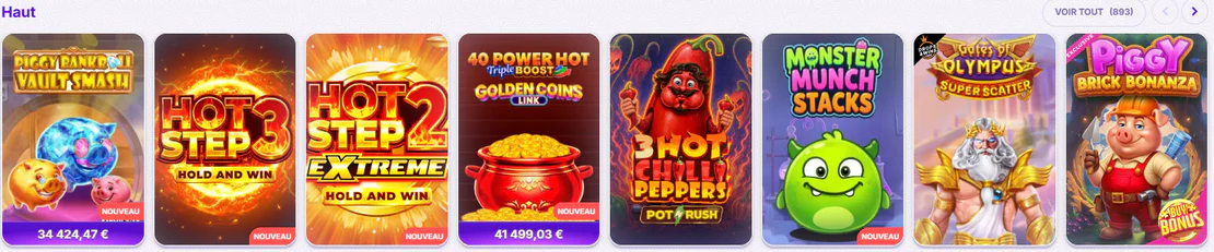 Sélection de machines à sous populaires du casino Robocat avec jackpots et nouveaux jeux